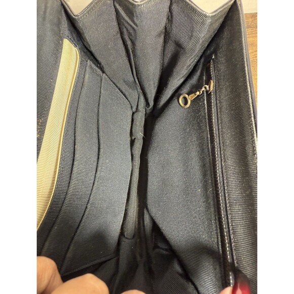 Vintage Bienen Davis Navy Accordian Style Handbag - Picture 12 of 16